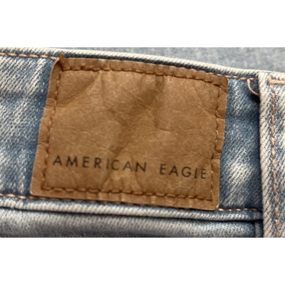 American Eagle Denim Jeans Super High Rise Flare Distressed Blue Women's Size 2 - Picture 5 of 7